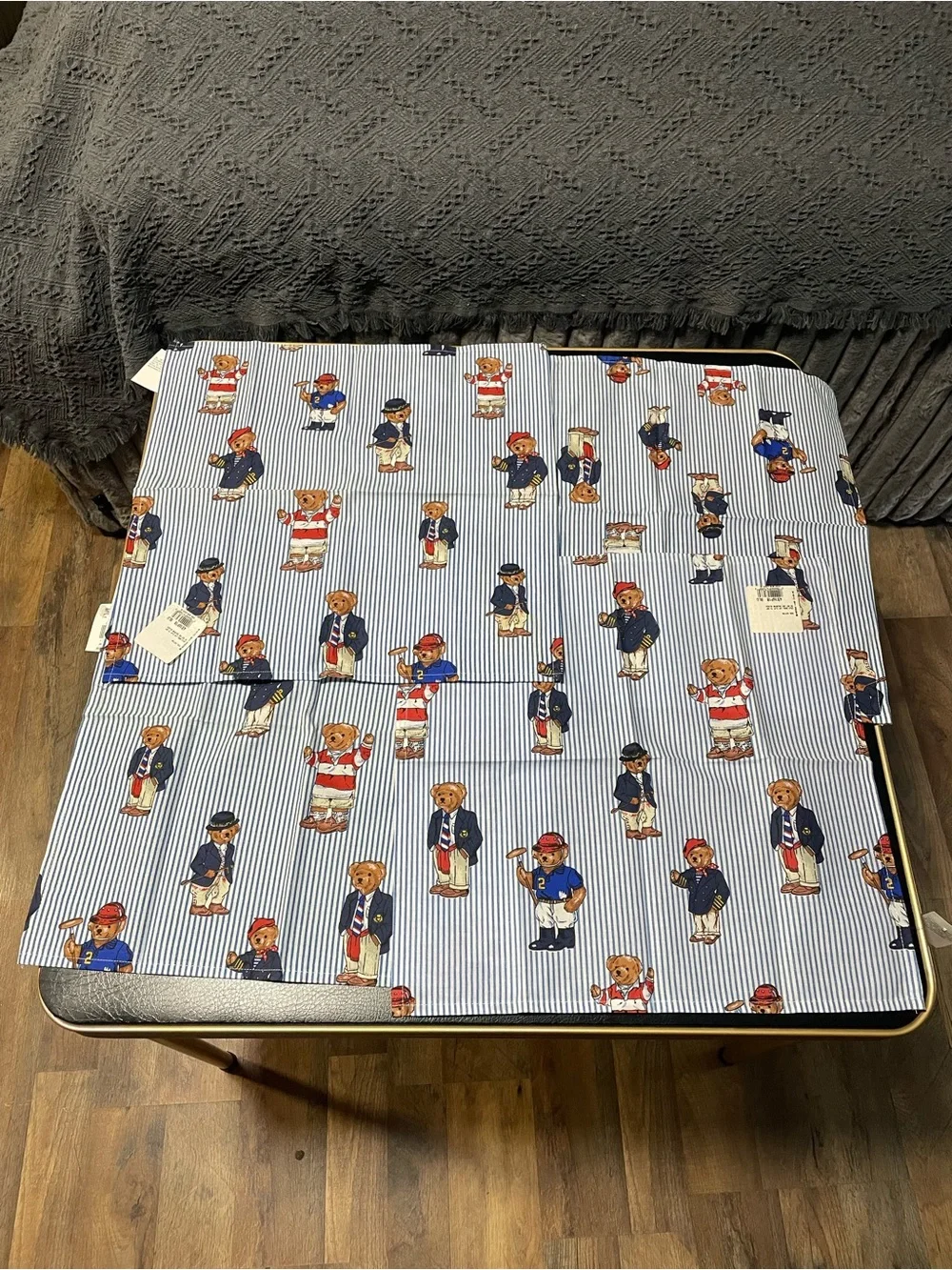 NWT Vintage Ralph Lauren Polo Teddy Bear Stripe Set of 4 Placemats Table Linens